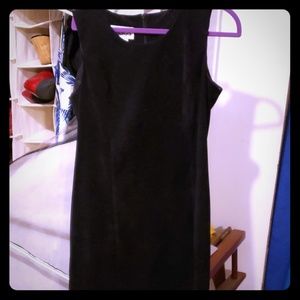 Black sleeveless faux suede dress